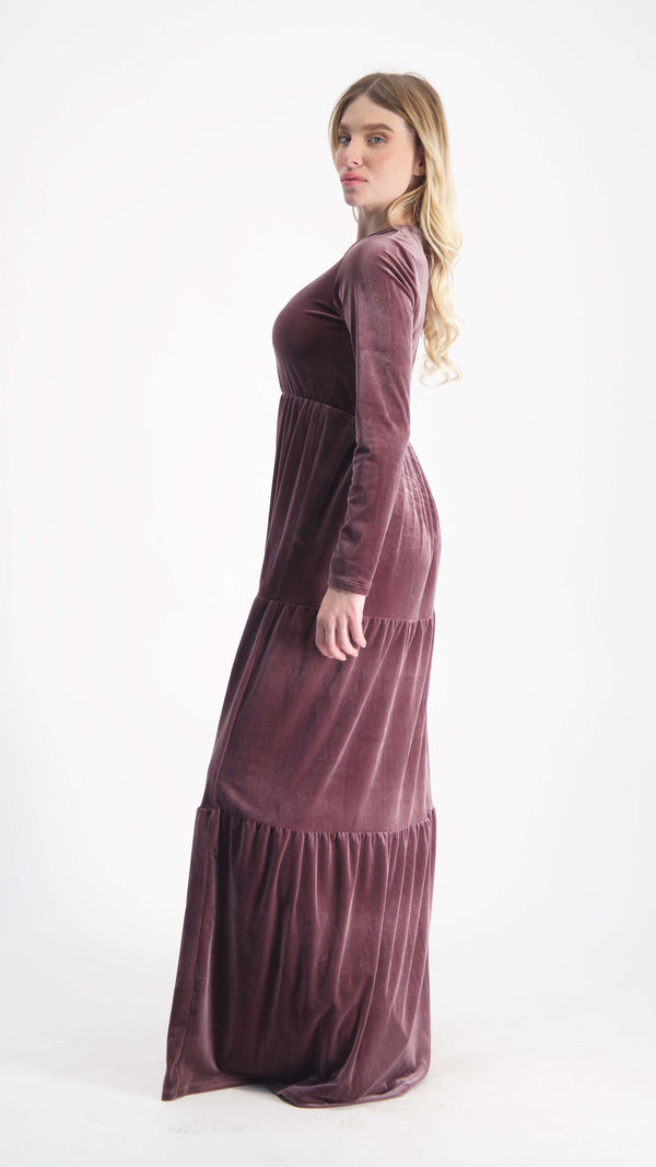 Velvet Maxi Layers Dress / Pudra