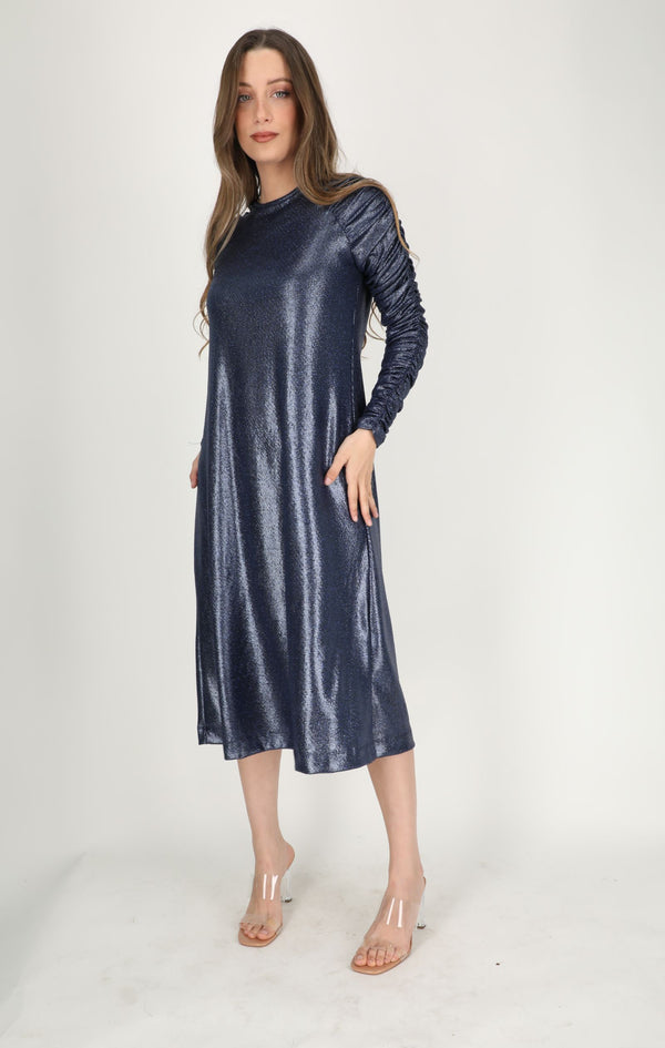 Shine Elegant Dress With Belt / Blue