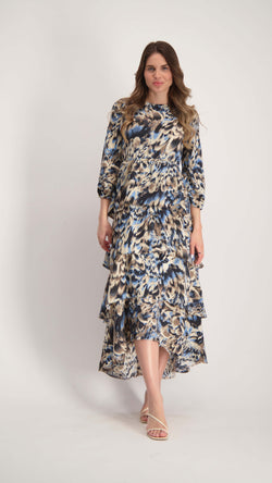 Ruffle Layers Dress / Blue Tie Dye
