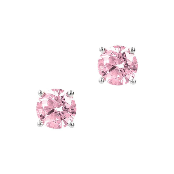 Stud Earrings White Colored Zircons / Pink