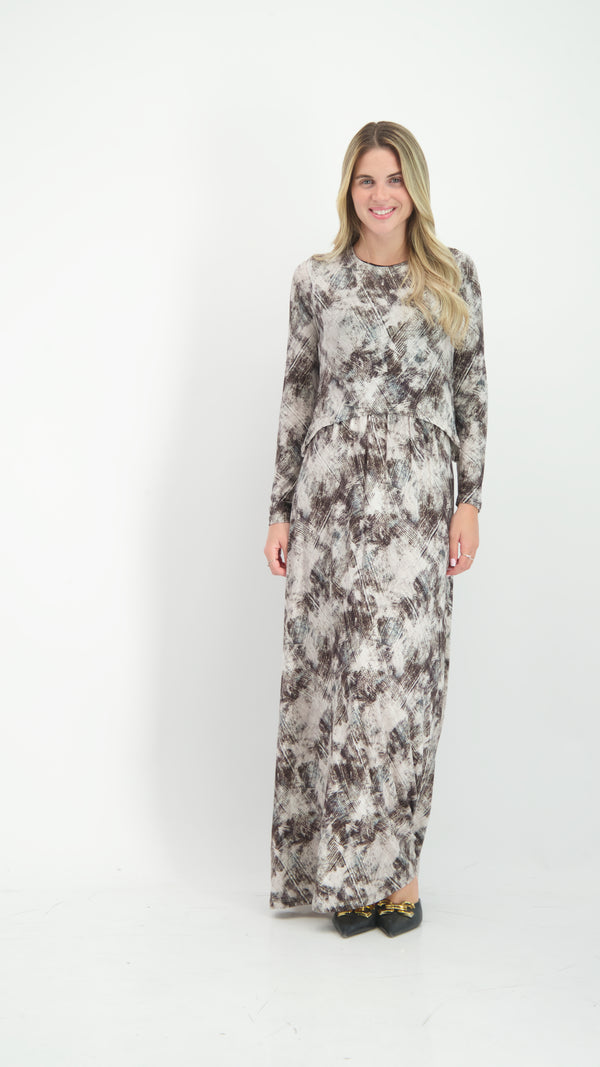 Maxi Nursing Dress / Black Tie Dye