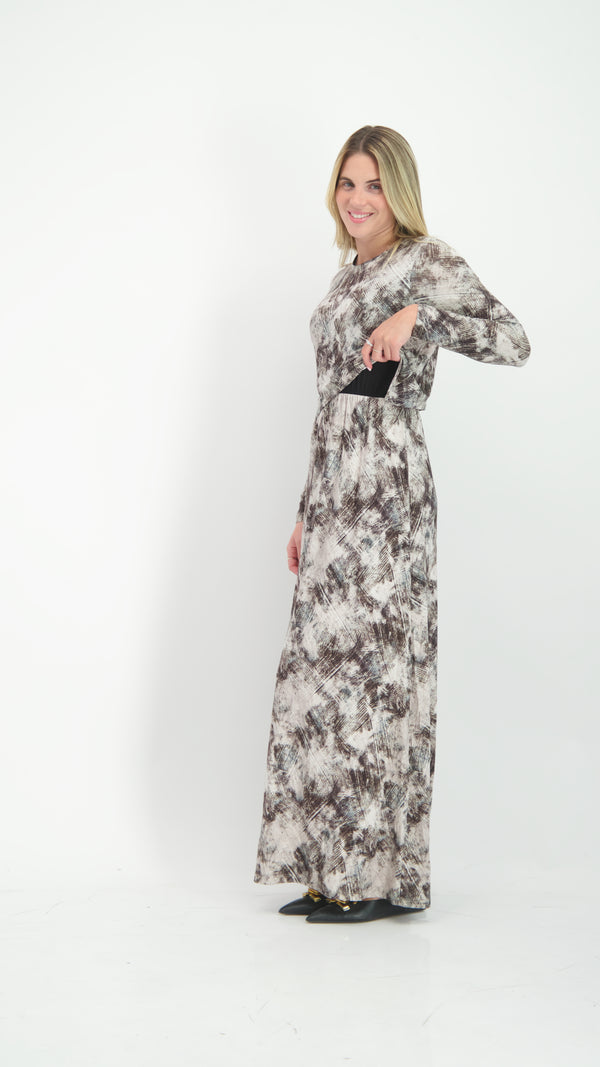 Maxi Nursing Dress / Black Tie Dye