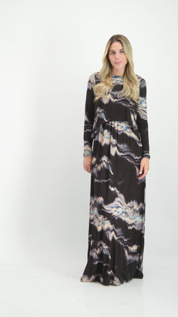 Maxi Nursing Dress / Black Acid