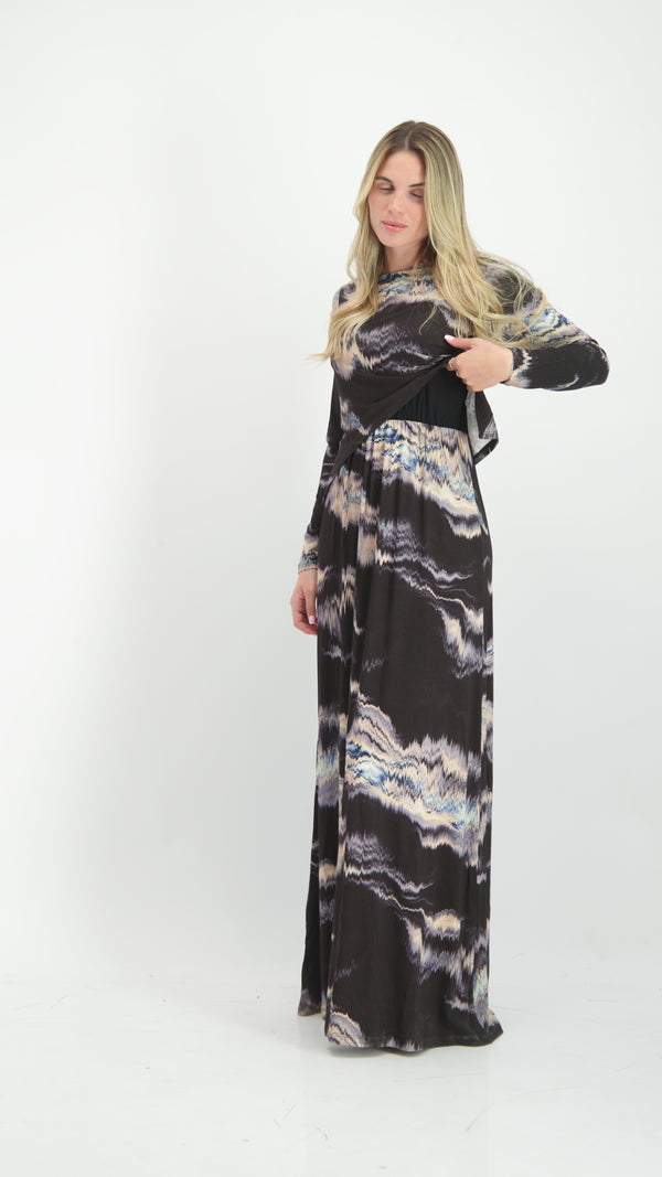 Maxi Nursing Dress / Black Acid