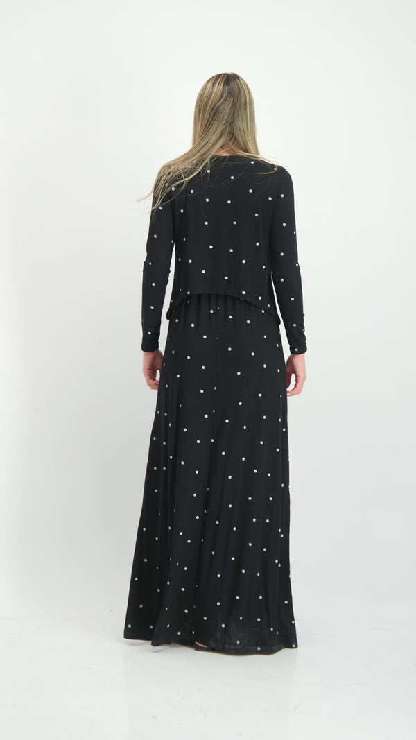 Maxi Nursing Dress / Black Polka Dots