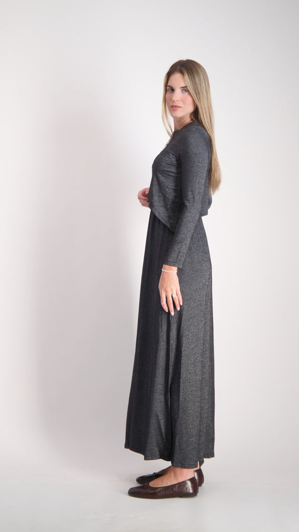 Maxi Nursing Dress / Black Lurex