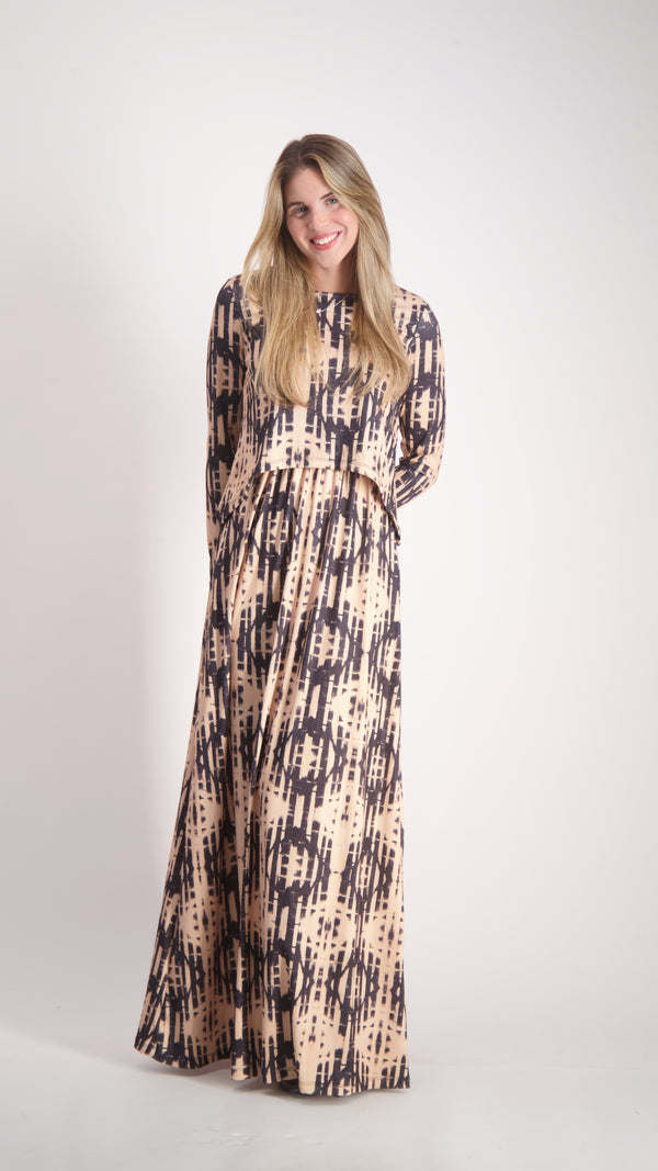 Maxi Nursing Dress / Black & Stone