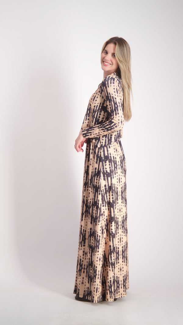 Maxi Nursing Dress / Black & Stone