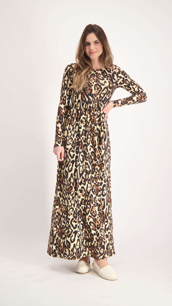 Belted Maxi Dress / Leopard