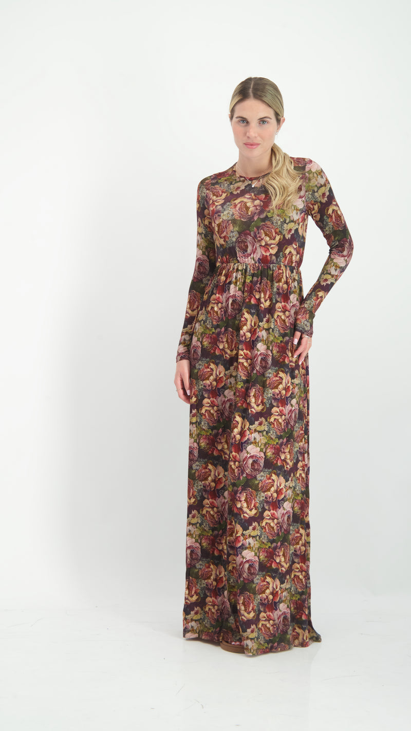 Belted Maxi Dress / Flowers