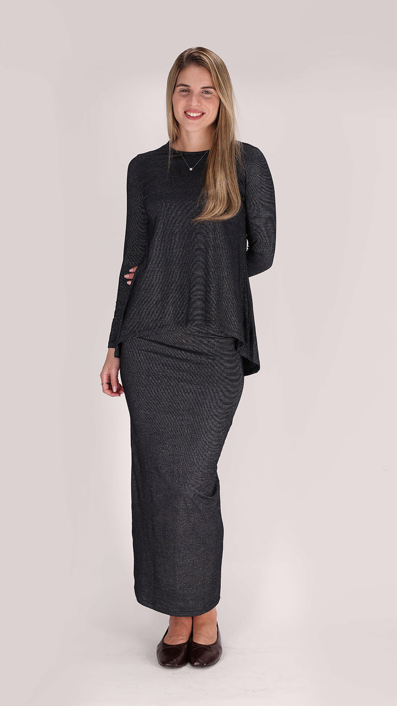 Hi-Lo T-shirt / Black Lurex
