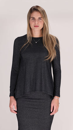 Hi-Lo T-shirt / Black Lurex