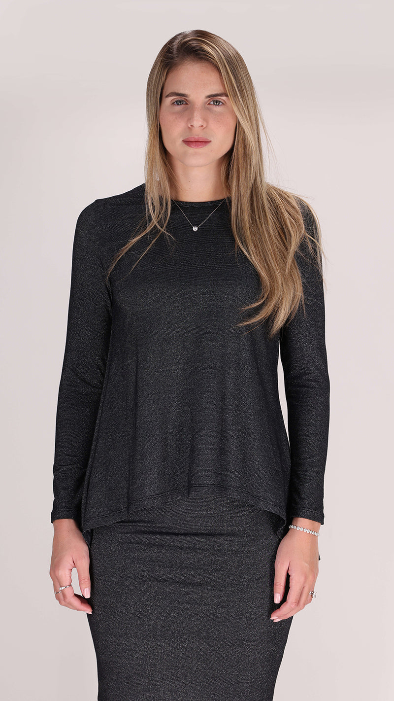 Hi-Lo T-shirt / Black Lurex