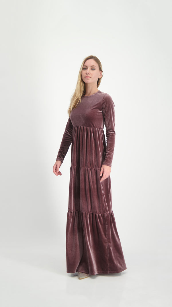 Velvet Maxi Layers Dress / Pudra