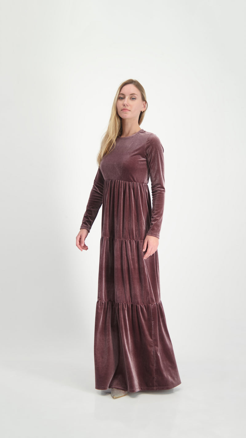 Velvet Maxi Layers Dress / Pudra