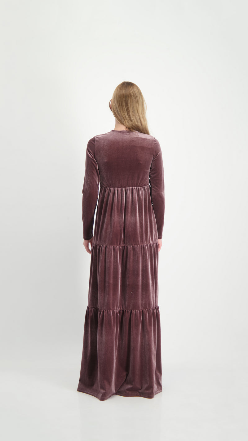 Velvet Maxi Layers Dress / Pudra