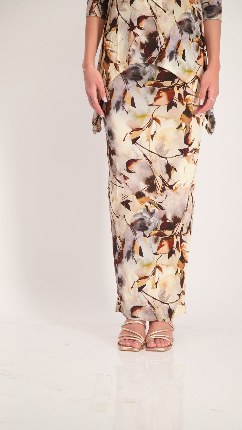 Maxi Skirt / Grey Flowers