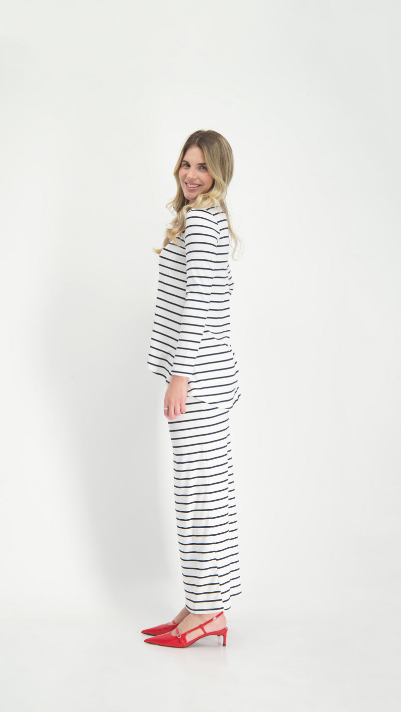 Ribbed Maxi Skirt / White & Black Line