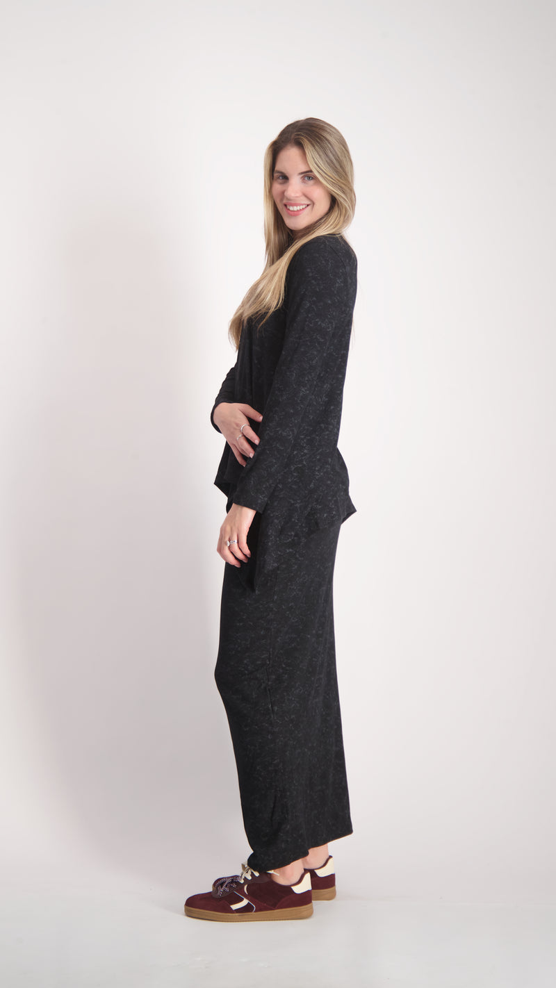 Ribbed Asymmetric T-shirt / Black Acid