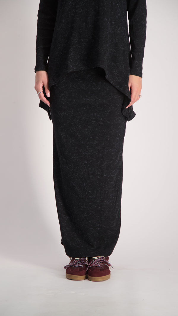 Ribbed Maxi Skirt / Black Acid