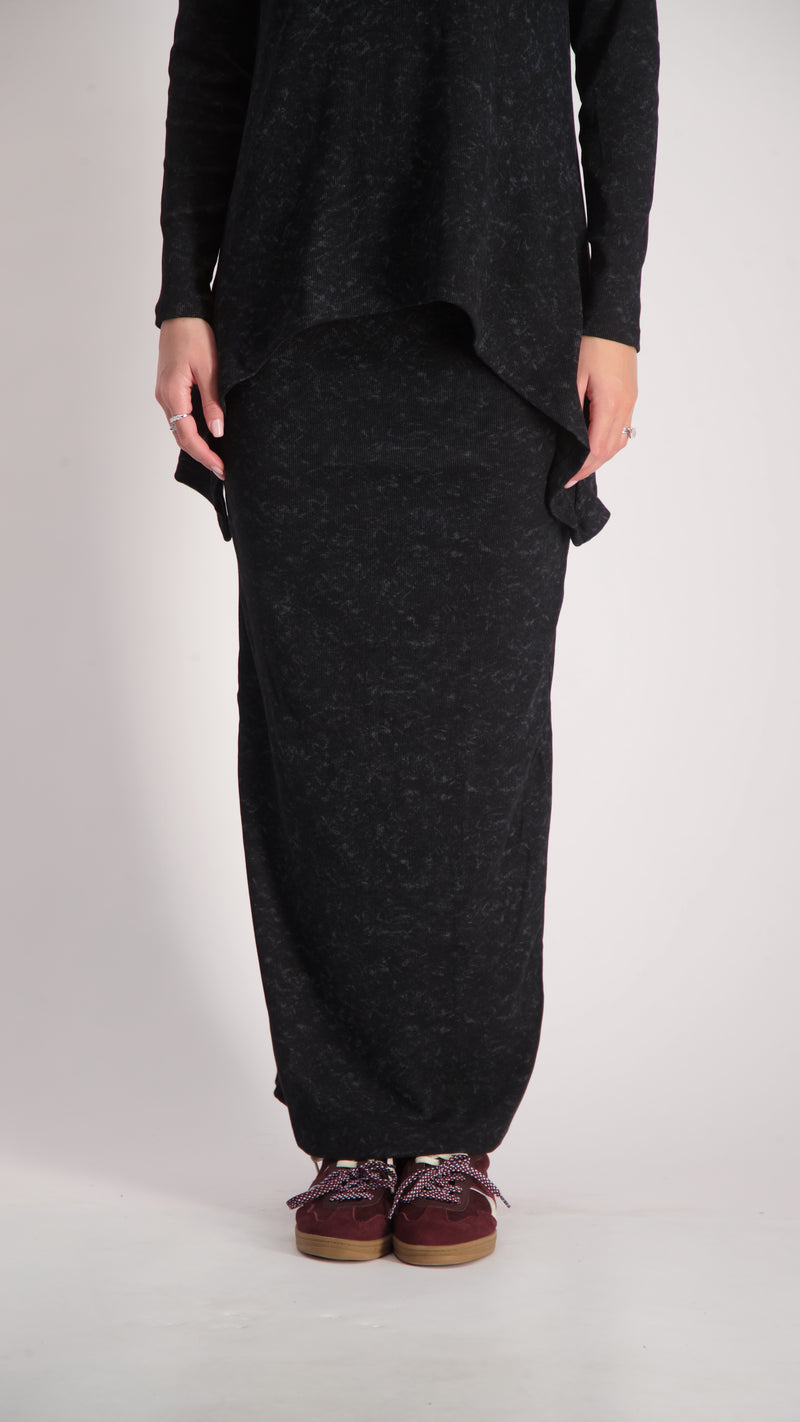 Ribbed Maxi Skirt / Black Acid