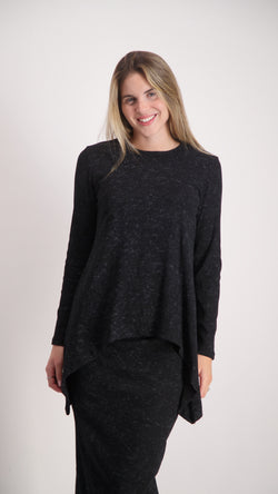 Ribbed Asymmetric T-shirt / Black Acid