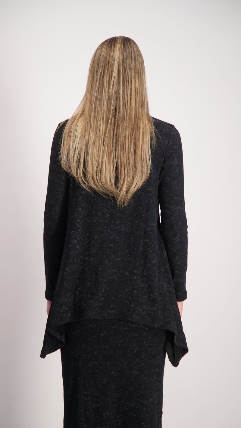 Ribbed Asymmetric T-shirt / Black Acid