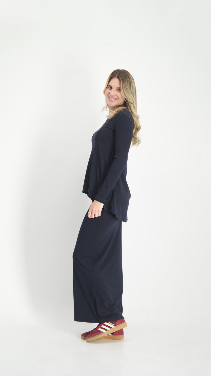 Ribbed Maxi Skirt / Navy