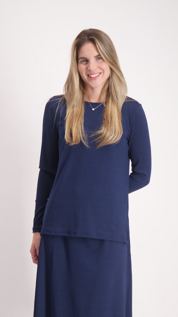 Ribbed T-Shirt / Navy