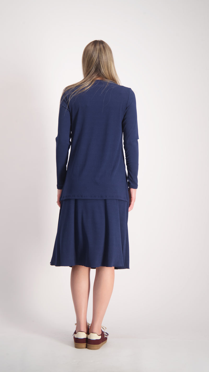 Ribbed A-line Skirt / Navy