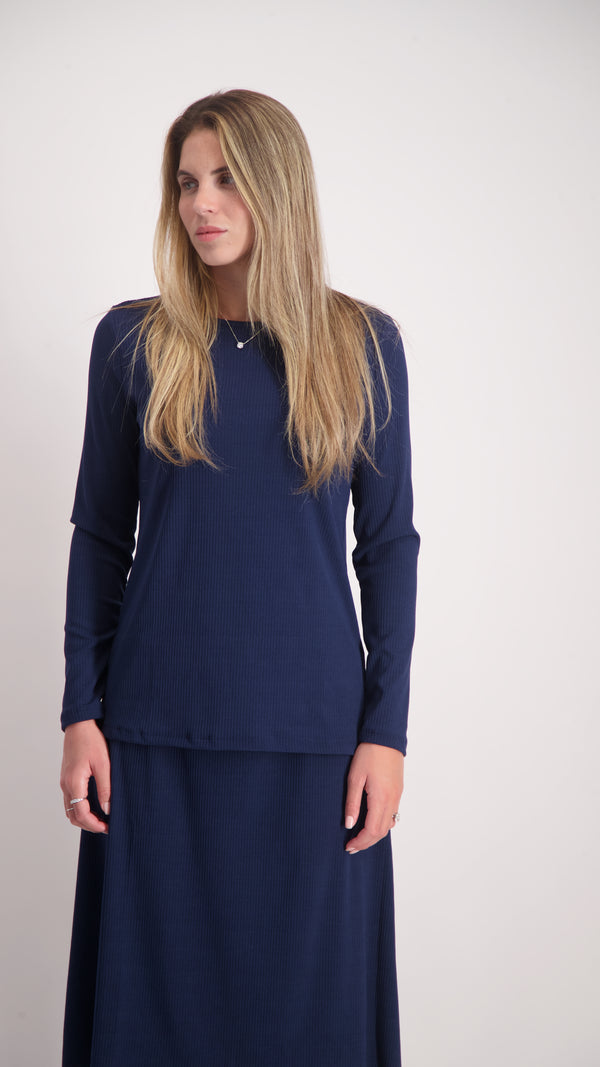 Ribbed T-Shirt / Navy
