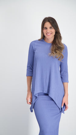 Ribbed Asymmetric T-shirt / Blue