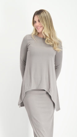 Ribbed Asymmetric T-shirt / Grey