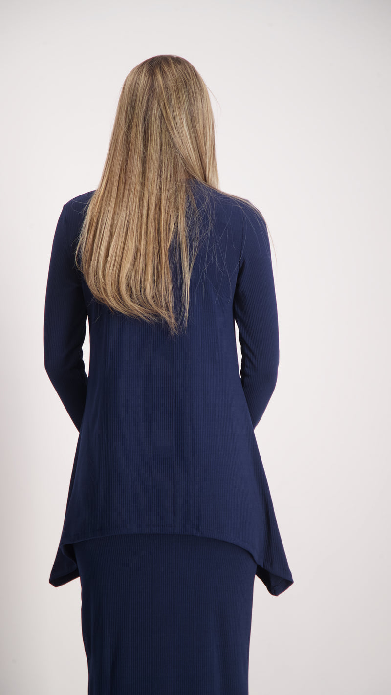 Ribbed Asymmetric T-shirt / Navy