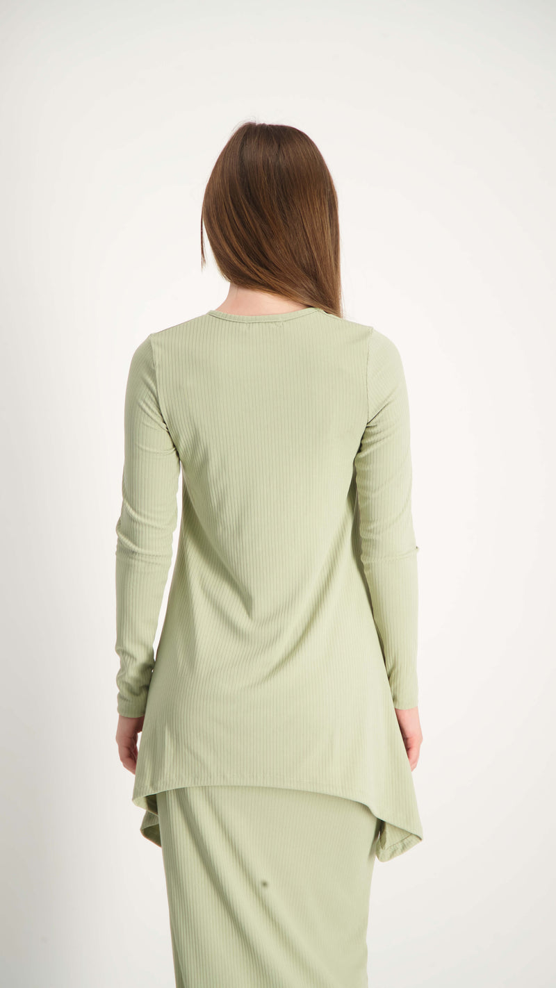 Ribbed Asymmetric T-shirt / Olive