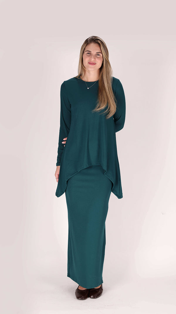 Ribbed Asymmetric T-shirt / Green