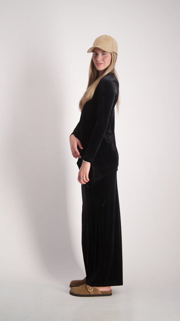 Asymmetric Velvet Set / Black