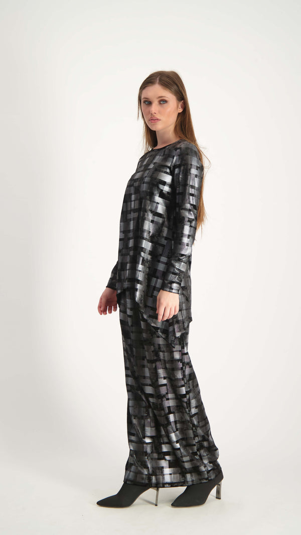 Asymmetric Velvet Set / Checkered
