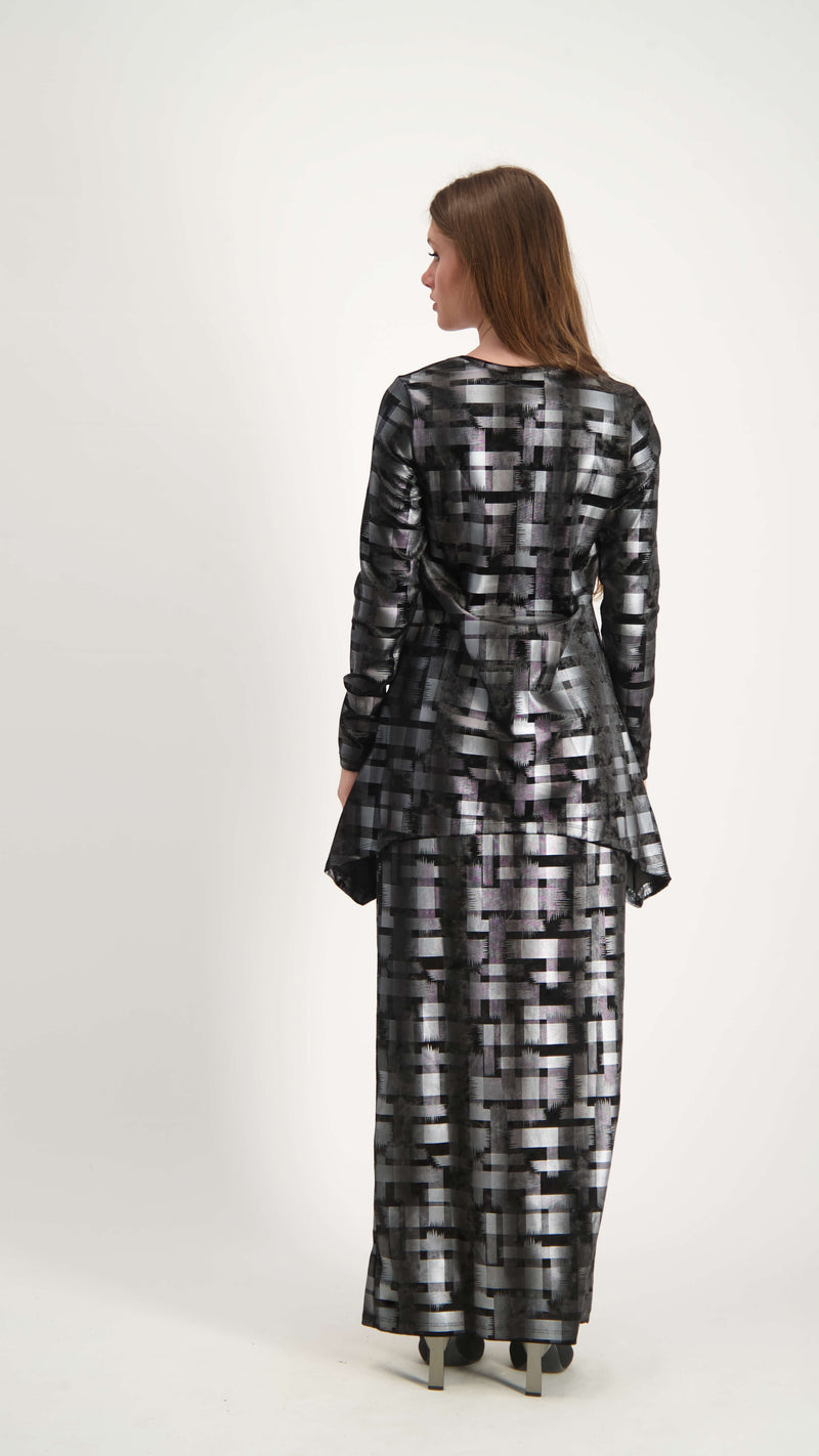 Asymmetric Velvet Set / Checkered