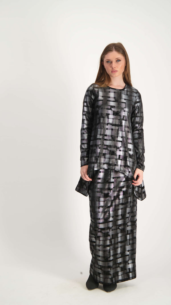 Asymmetric Velvet Set / Checkered