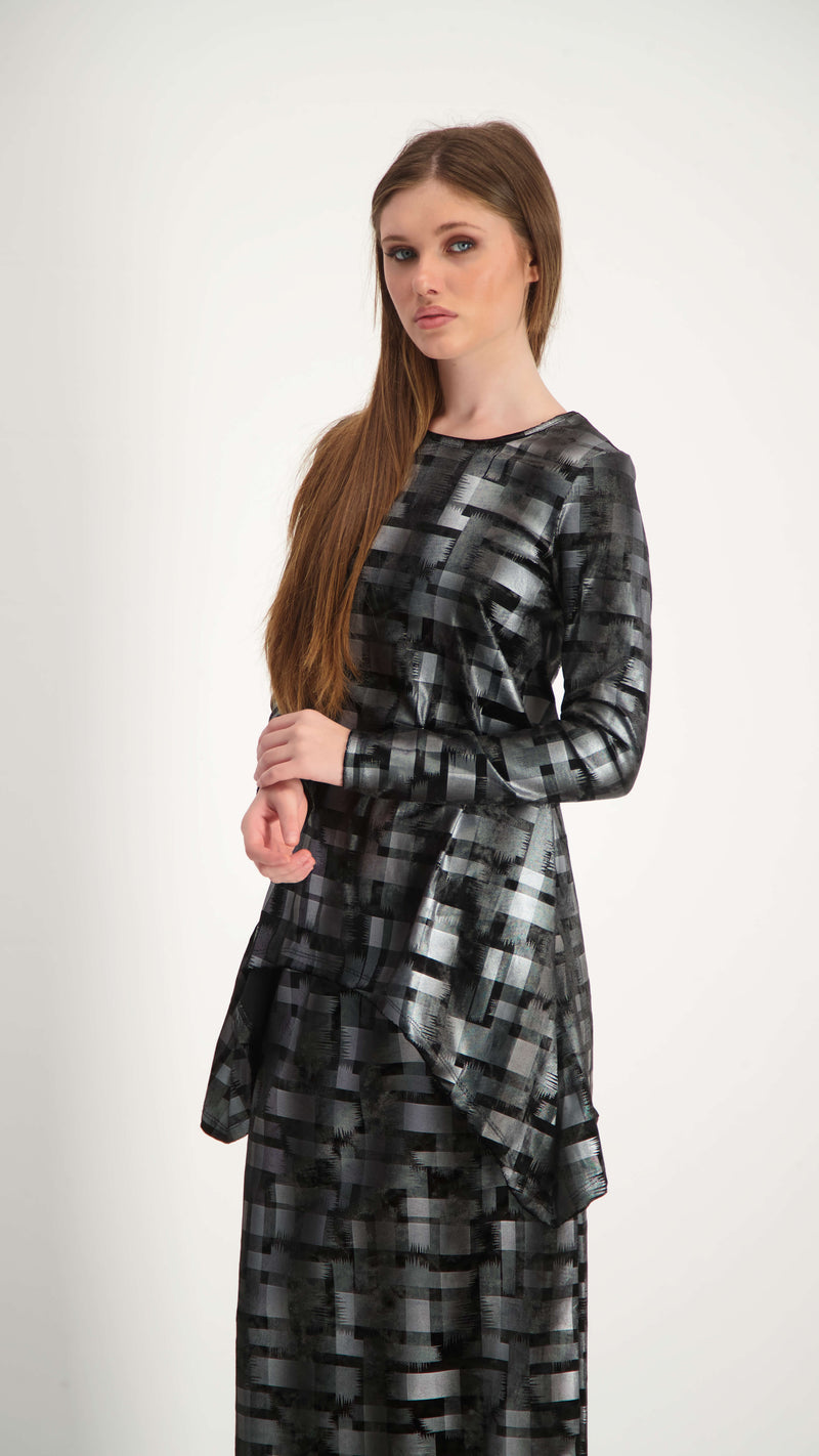 Asymmetric Velvet Set / Checkered