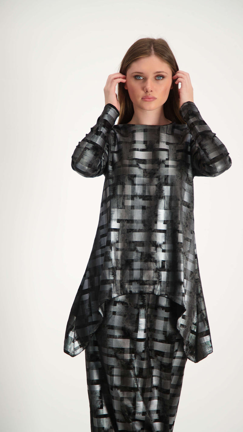 Asymmetric Velvet Set / Checkered