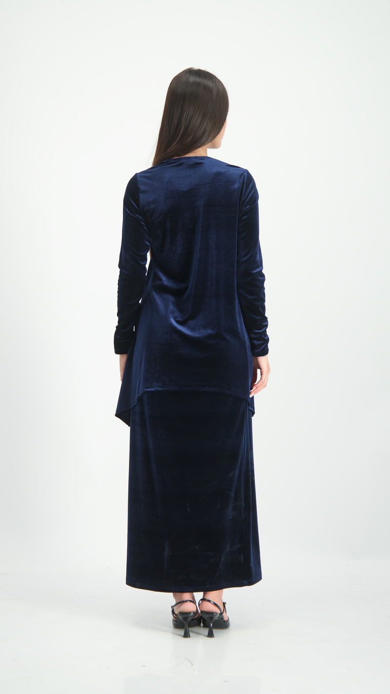 Asymmetric Velvet Set / Navy