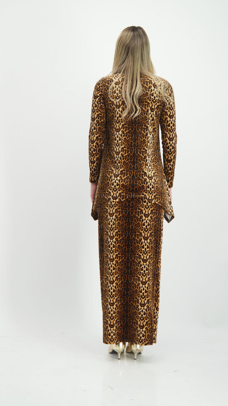 Asymmetric Velvet Set / Leopard