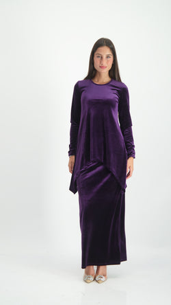 Asymmetric Velvet Set / Plum