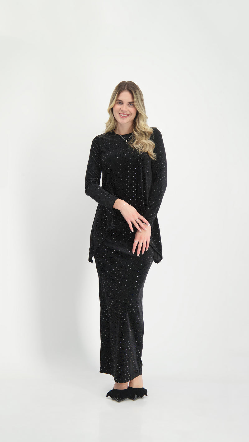 Asymmetric Velvet Set / Black Nitti