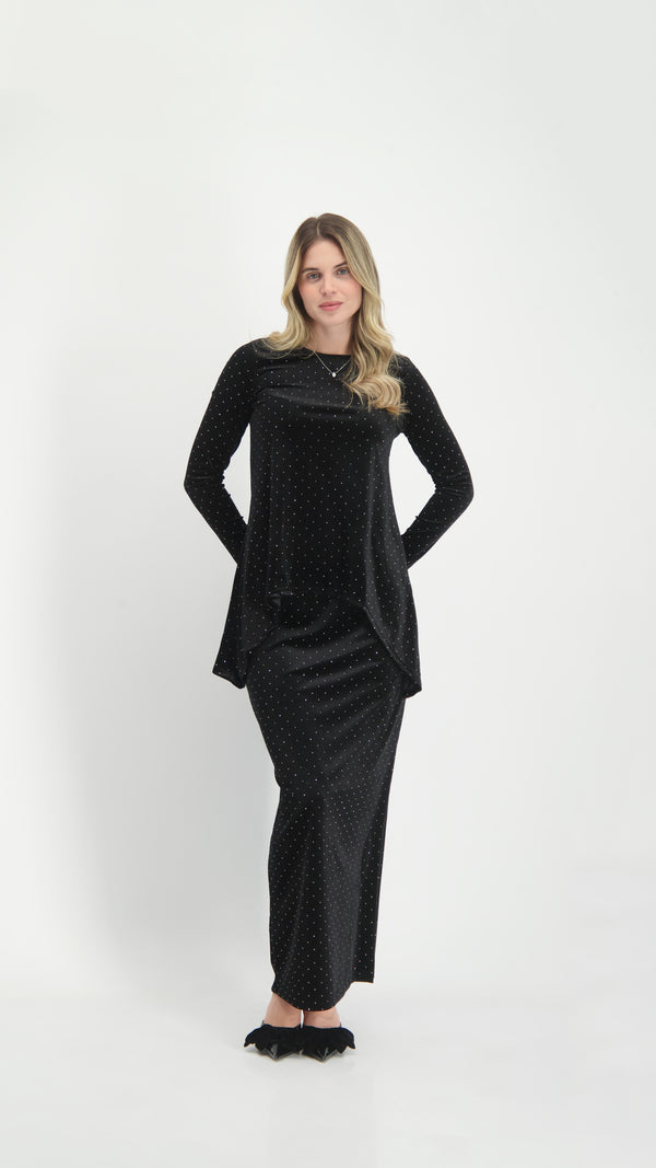 Asymmetric Velvet Set / Black Nitti