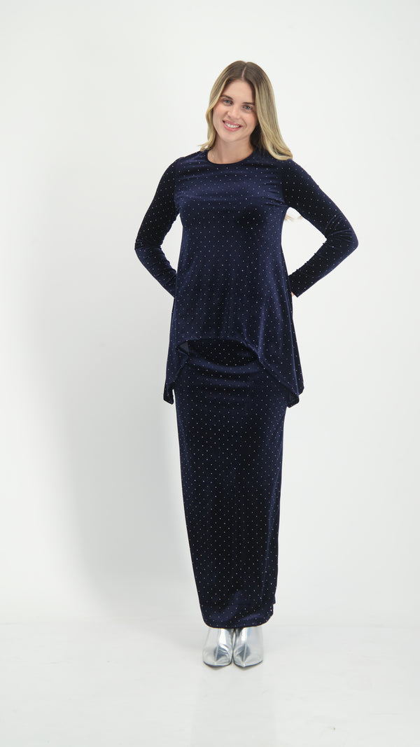 Asymmetric Velvet Set / Navy Nitti