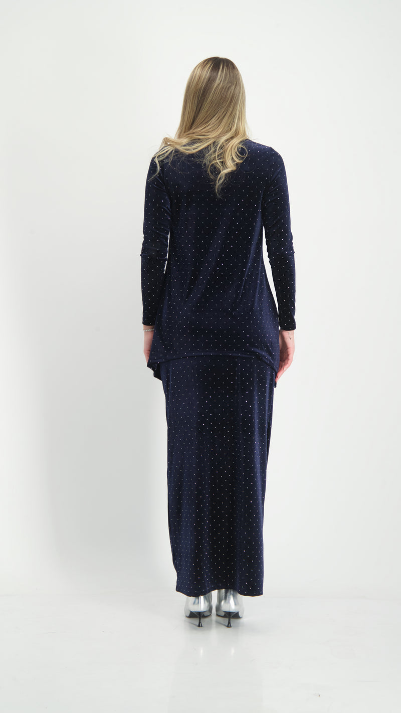 Asymmetric Velvet Set / Navy Nitti