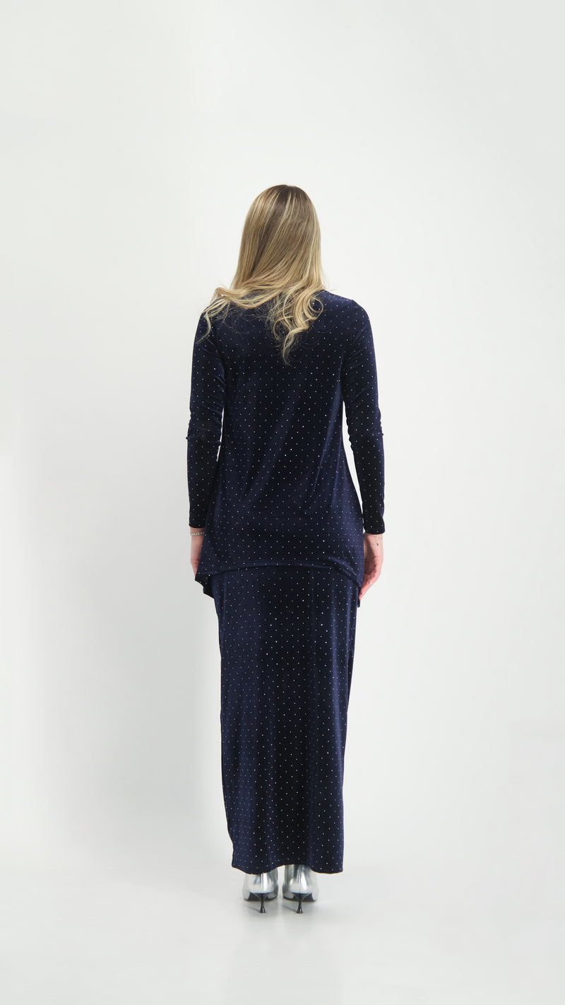 Asymmetric Velvet Set / Navy Nitti